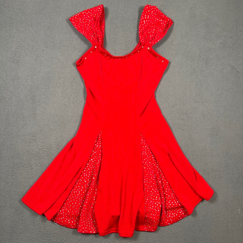 Main Street Dancewear Dress Girls PET Red Rhinestone Glitter Performance Costume